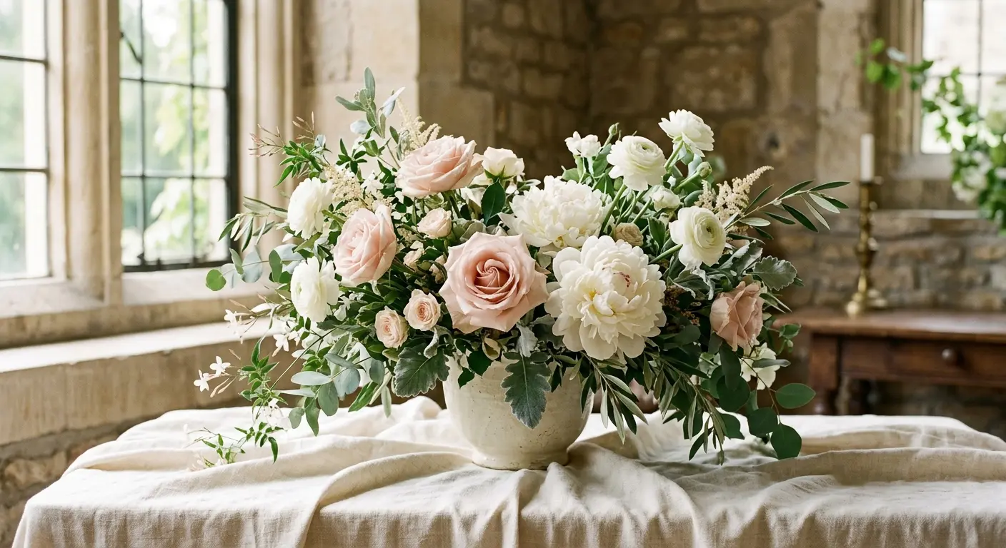 Beautiful bespoke floral arrangement by Flowers by Jennifer Florence